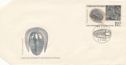 Czechoslovakia / First Day Cover (1968/23 C) Praha (2): XXIII. International Geological Congress (1,60) - Fossielen