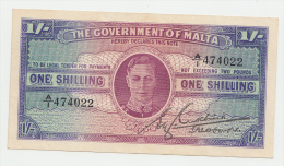 Malta 1 Shilling 1943 XF (pen On Back) RARE KGVI P 16 - Malte