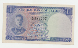 Ceylon 1 Rupee 1951 XF+ AUNC P 47 - Sri Lanka