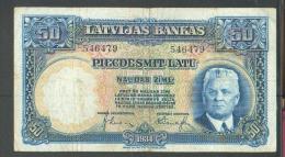 LATVIA 50 LATU 1934   BANKNOTE,O - Lettonia