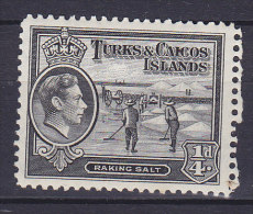 Turks & Caicos Islands 1938 Mi. 118     1/4 P König King George VI. & Raking Salt Salzgewinnung MH* - Turks And Caicos