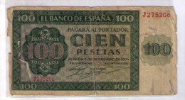 BILLETE DE 100 PESETAS DE 1936 - DETERIORADO - 100 Pesetas