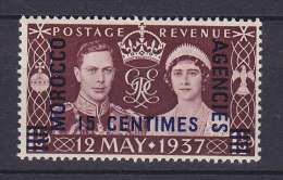 Great Britain Used Abroad Morocco Agencies 1937 Mi. 239, 15 C Auf 1½ P King George VI. Coronation French Currency MH - Oficinas En  Marruecos / Tanger : (...-1958