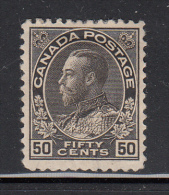 Canada MH Scott #120a 50c George V Admiral Issue, Black, Wet Printing - Unused Stamps