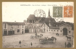 MONTIER En DER. - Cour Du Haras - Attelages - Chevet De L´Eglise - Voyagée 1921 - Montier-en-Der