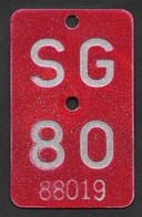 Velonummer St. Gallen SG 80 - Nummerplaten