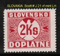 SLOVAKIA   Scott  # J 21* VF MINT LH - Ungebraucht