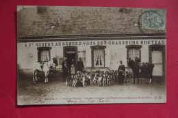 Cp   Foret De Vibraye Chasse A Cours La Meute Avant Le Depart Au Rendez Vous " A St Hubert Breteau - Vibraye