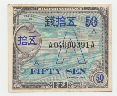 Japan 50 Sen 1946 VF+ Series 100 Letter "A" Pick 64 - Giappone