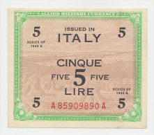 Italy 5 Lire 1943 A AUNC P M18a M18 A - Allied Occupation WWII