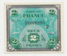 France 2 Francs 1944 UNC (2 Staple Holes) P 114b 114 B - 1944 Drapeau/Francia