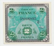 France 2 Francs 1944 UNC (2 Staple Holes) P 114b 114 B - 1944 Drapeau/France