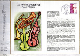 Feuillet Tirage Limité  CEF 282 Les Hommes Célébres Francis Poulenc Compositeur Musique - Brieven En Documenten