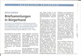 Preussen, Briefsammlungen Der Berliner Stadtpost, 1 DIN A 4 Seite - Philatelie Und Postgeschichte