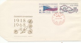 Czechoslovakia / First Day Cover (1968/28 A) Praha (1): 50 Anniversary Of Czechoslovakia 1918-1968 (flag, State Map) - Prima Guerra Mondiale