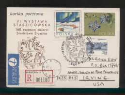 POLAND 1986 6th STANISLAW STASZIC EXPO PILA 160TH DEATH ANNIV COMM OVERPRINTS ON REGISTERED PC GEOLOGY GEOLOGIST MINING - Expéditions Antarctiques