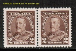 CANADA   Scott  # 218**  VF MINT NH PAIR - Ungebraucht