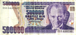 TURKEY 500.000 LIRASI PURPLE MAN FRONT & LANDSCAPE BACK DATED LAW OF 1970 (1993) P208 F+ READ DESCRIPTION CAREFULLY!! !! - Turchia