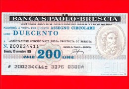 MINIASSEGNI - BANCA S. PAOLO - BRESCIA  - L. 200 - Nuovo - FdS - ASSOCIAZIONE COMMERCIANTI DELLA PROVINCIA DI BRESCIA - [10] Scheck Und Mini-Scheck