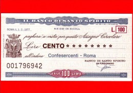 MINIASSEGNI - BANCO DI SANTO SPIRITO - L. 100 - Nuovo - FdS - CONFESERCENTI - Roma - [10] Scheck Und Mini-Scheck