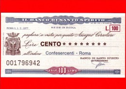 MINIASSEGNI - BANCO DI SANTO SPIRITO - L. 100 - Nuovo - FdS - CONFESERCENTI - Roma - [10] Cheques Y Mini-cheques