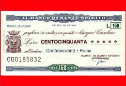 MINIASSEGNI - BANCO DI SANTO SPIRITO - L. 150 - Nuovo - FdS - CONFESERCENTI - Roma - [10] Scheck Und Mini-Scheck