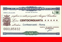 MINIASSEGNI - BANCO DI SANTO SPIRITO - L. 150 - Nuovo - FdS - CONFESERCENTI - Roma - [10] Cheques Y Mini-cheques