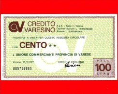 MINIASSEGNI - CREDITO VARESINO - L. 100 - Nuovo - FdS - SPALT Lavorazioni Tessili S.P.A. - [10] Scheck Und Mini-Scheck