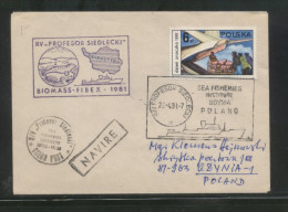 POLAND 1981 RESEARCH VESSEL SIEDLECKI BIOMASS FIBEX COVER OCEAN POST - Navires & Brise-glace