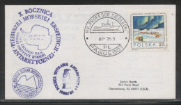 POLAND 1987 10TH ANNIV 1ST POLISH ANTARCTIC RESEARCH EXPEDITION COVER RESEARCH VESSESL SIEDLECKI PENGUIN - Onderzoeksstations
