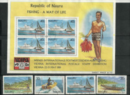 La Pêche Traditionnelle Et Pêche Au Thon à L´île Nauru (Central Pacific) Un BF + Série 4 T-p Oblitérés. Côte 8.00 € - Nauru