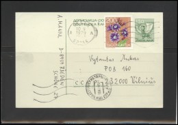 YUGOSLAVIA Brief Postal History Postcard Stamped Stationery YU 003 Flora Plants Flowers - Cartas & Documentos