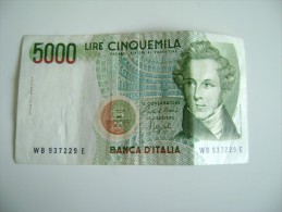 5000  BELLINI  SERIE  W      ITALIA   INTEGRA CARTA CROCCANTE - 5000 Lire