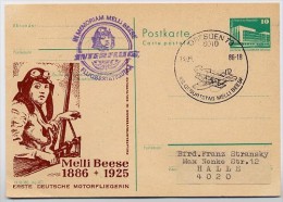 DDR P84-13a-86 C145-a Postkarte Zudruck MOTORFLIEGERIN MELLI BEESE Sost 1986 - Cartoline Private - Usati