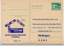 DDR P84-1-87 C152 Postkarte Zudruck PROJEKTIERUNGSKALENDER Mellingen 1987 - Private Postcards - Mint