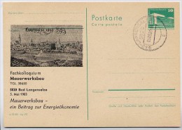 DDR P84-12-83 C23 Postkarte Zudruck MAUERWERKSBAU BAD LANGENSALZA Stpl. 1983 - Cartoline Private - Usati