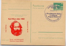 DDR P84-18-83 C26 Postkarte Zudruck Karl-Marx-Jahr DRESDEN Sost. 1983 - Privé Postkaarten - Gebruikt
