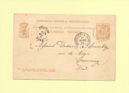 Luxembourg - Entier Postal Destination France -  Entree Erquelines A Paris 1° - 13 Mars 1883 - Entiers Postaux