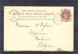 Grande Bretagne - Carte Postale De 1886 - Entier Postal - Oblitération Hereford  - Expédié Vers La Belgique - Malines - Material Postal