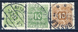 ##C2715. Denmark 1922-30. Postage Due. 3 Items: Michel 13, 20, 22. Cancelled(o) - Postage Due