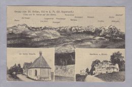 AI St Anton 1911.VI.5. Oberegg (Gruss Von)mit Säntis, Gasthaus Rössli U. Kapelle Foto Hane - Oberegg