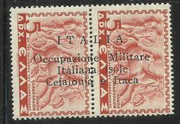 OCCUPAZIONE ITALIANA CEFALONIA E ITACA 1941 5 D + 5 DRACME MNH SIGNED FIRMATO - Cefalonia & Itaca