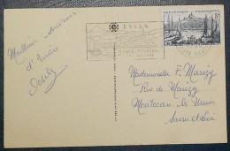 FRANCE - CP Du 11/09/56 Avec Flamme D'Evian - Santé-tourisme. (avec N° YT 1037 (55) Marseille, Bateaux, La Bonne Mère) - Kuurwezen