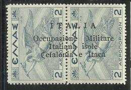 OCCUPAZIONE ITALIANA CEFALONIA E ITACA 1941 MITOLOGICA POSTA AEREA AIRM MAIL 2 D + 2 DRACME MNH SIGLATO SIGNED - Cefalonia & Itaca