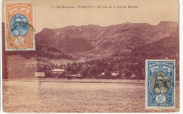 1 Iles Marquises Nuka Hiva Le Fond De La Baie De Taiohae 2 Timbres Vahiné Non Voyagé - Polinesia Francese