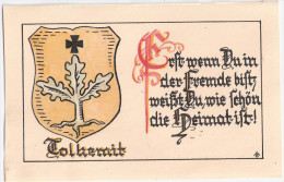 TOLKEMIT Wappen Karte Original Künstlergrafik Signiert Tolkmicko Hinten Ohne AK Einteilung Ungelaufen - Ostpreussen