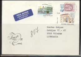 FINLAND Brief Postal History Envelope Air Mail FI 011 Architecture Coat Of Arm  Birds - Storia Postale