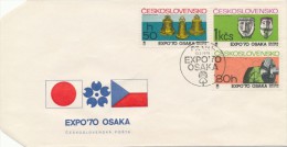 Czechoslovakia / First Day Cover (1970/09 A) Praha (1): The World Exhibition EXPO 70 Osaka (50h + 80h + 1Kcs) - 1970 – Osaka (Japan)