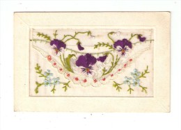 CPA Brodée Bonne Fête : Violettes + Dentelle+ Fleurs Bleues - Soulever : 1 Carte Bonne Fête - Brodées