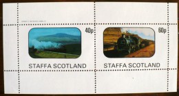 STAFFA SCOTLAND  Trains, Locomotives. Feuillet  2 Valeurs **  MNH (1) - Trains